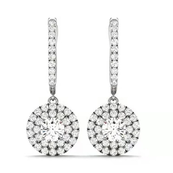 🍂  925 Silver Round Plated CZ Drop Earrings for Women, FB16FA1121 - Picture 1 of 5